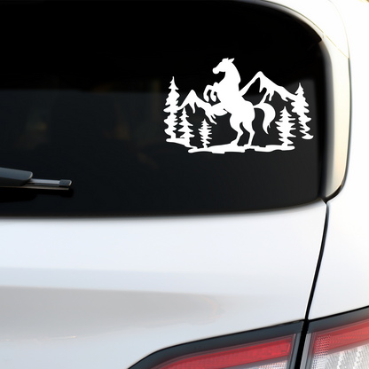 Horse Rearing In Forest Sticker