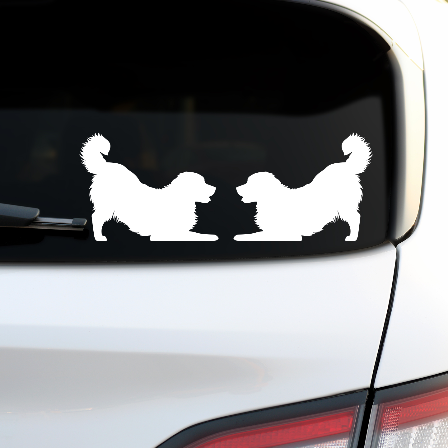 Bernese Mountain Dog Playing Silhouette Stickers