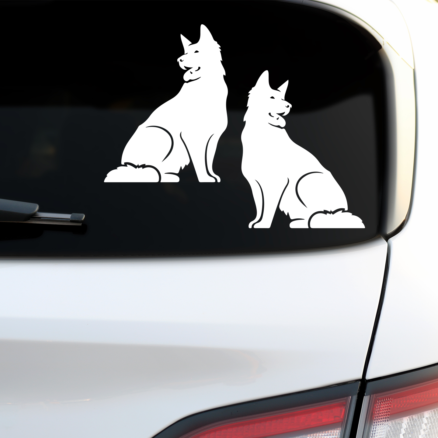 White Swiss Shepherd Silhouette Stickers