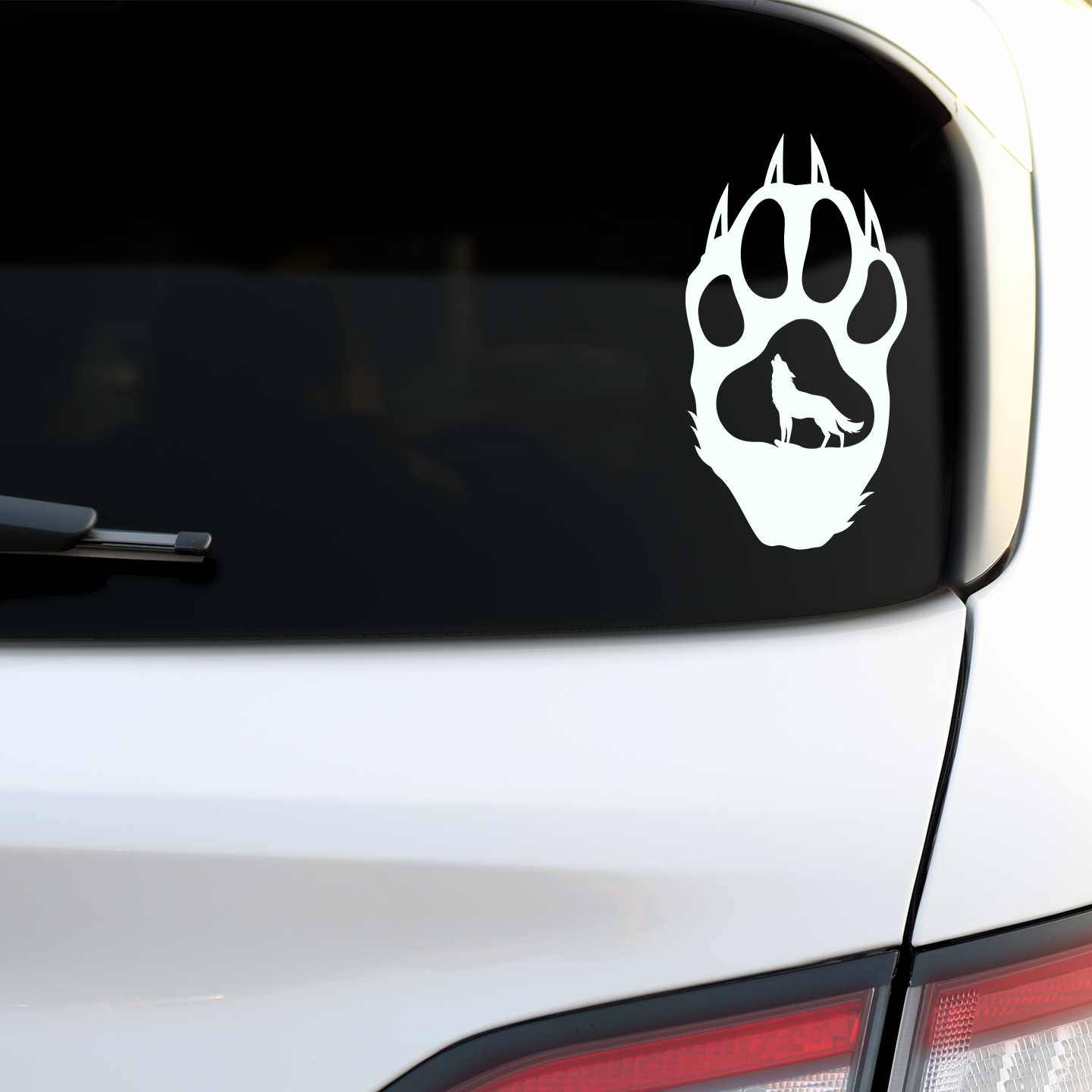 Wolf Howling Paw Print Sticker