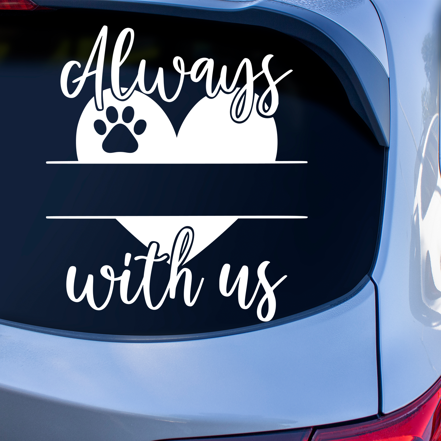 Always With Us - Paw Print Heart Pet Memorial Sticker