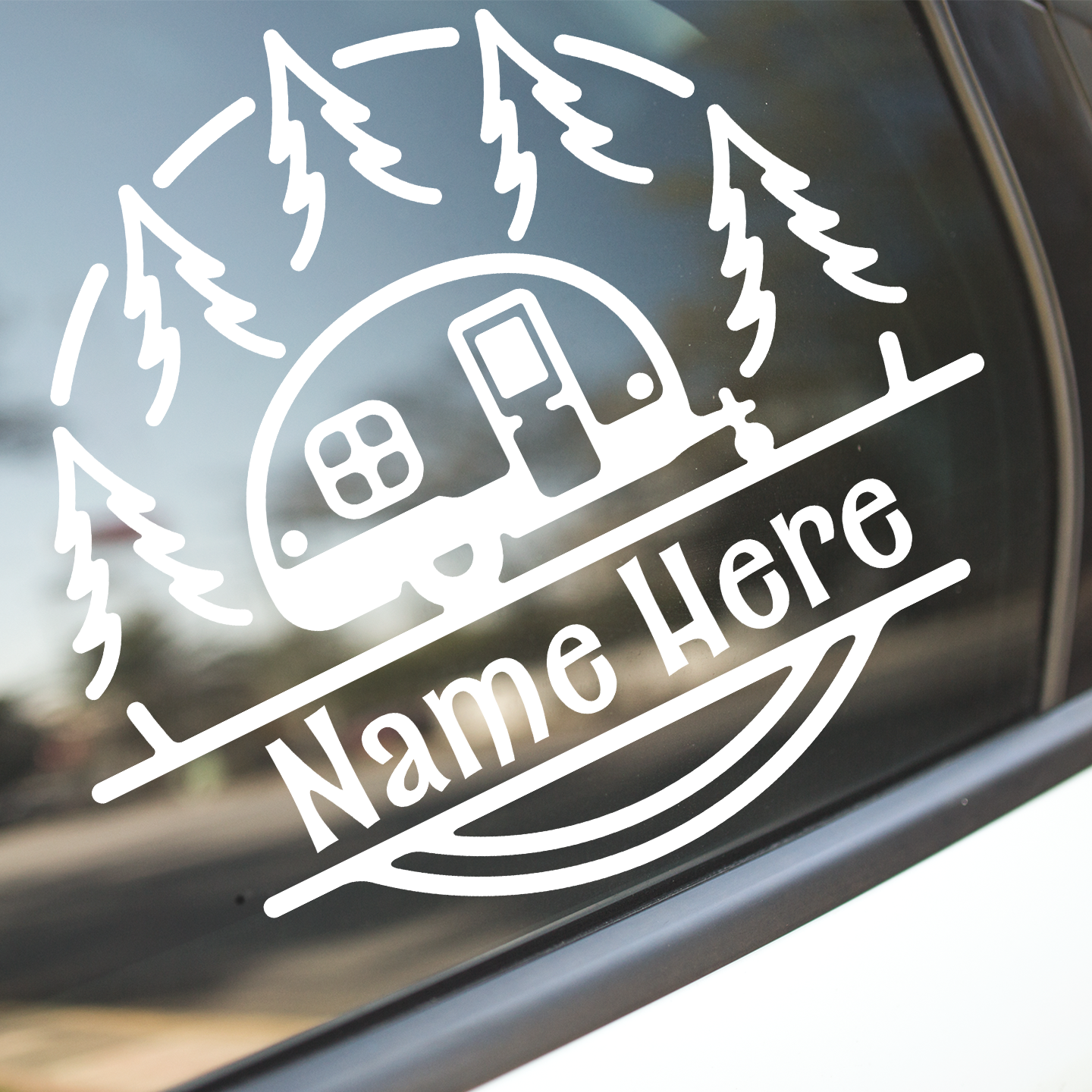 Custom Monogram Caravan Camping Sticker