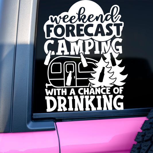 Forecast Camping With A Chance Of Drinking Sticker