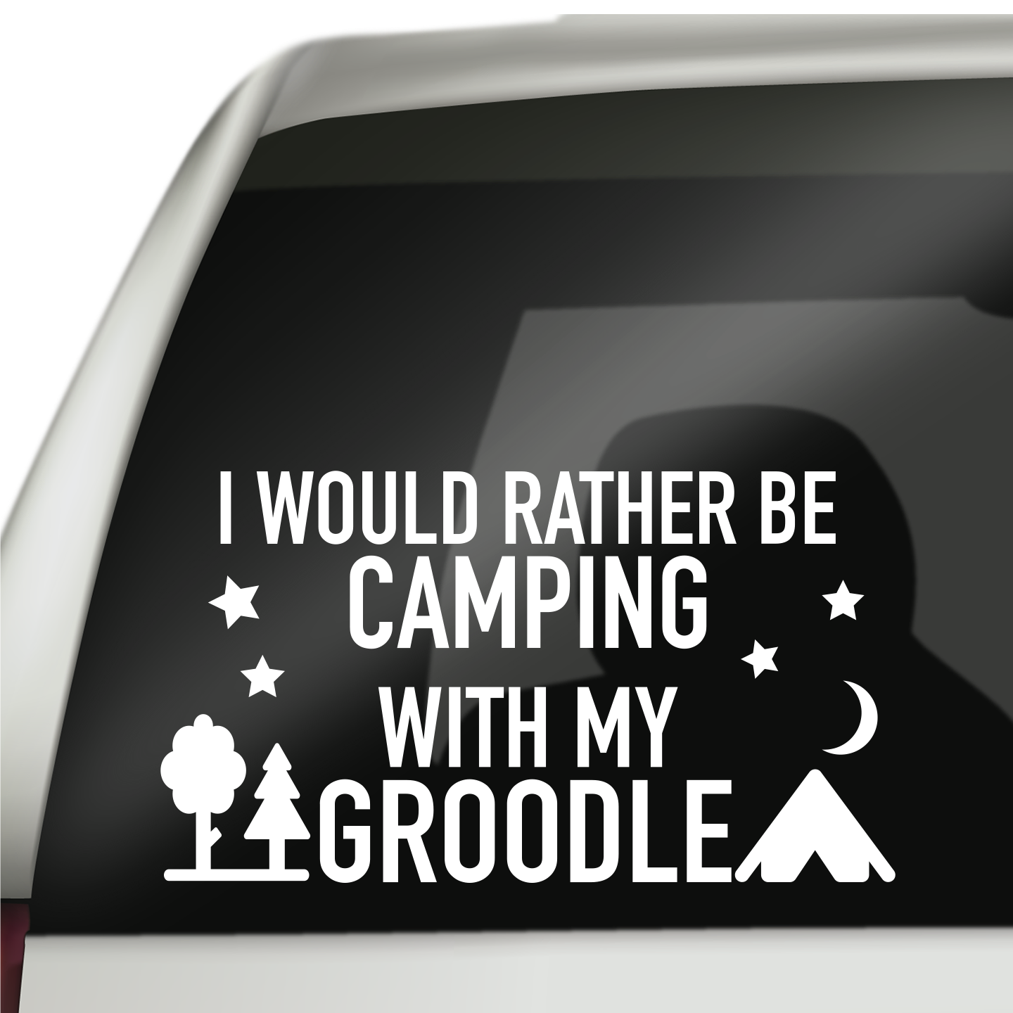 Camping With My Groodle Sticker | Dog Decals – Pet Stickers Australia