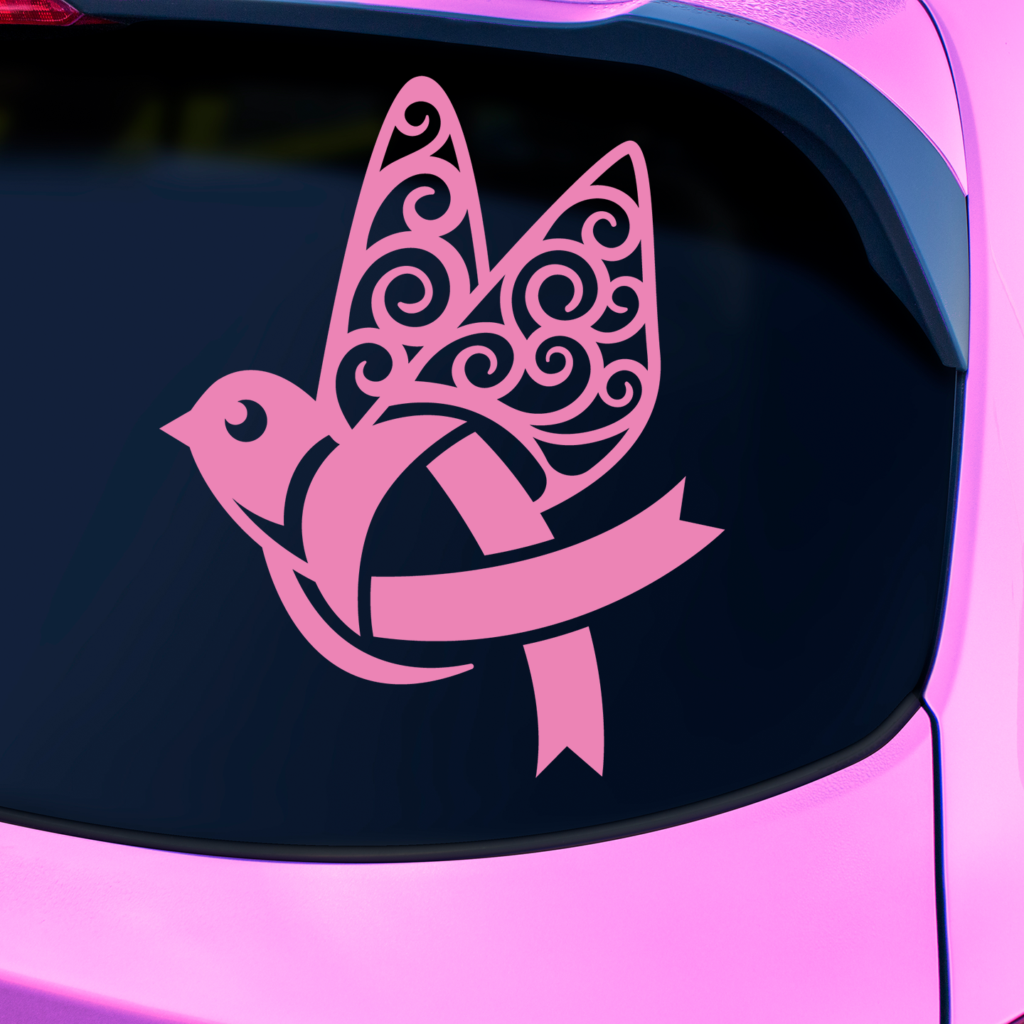 Cancer Ribbon Bird Sticker