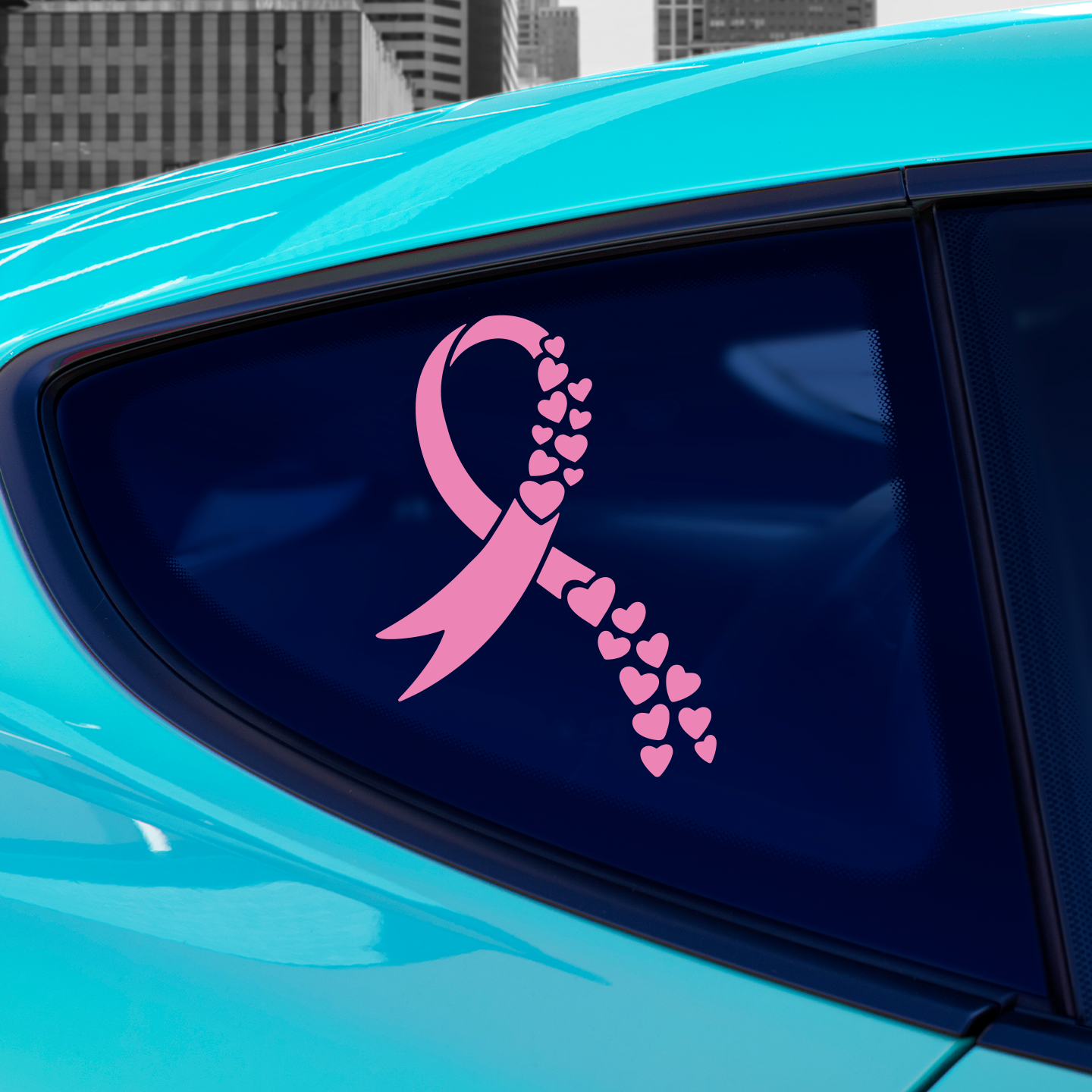 Cancer Ribbon Hearts Sticker