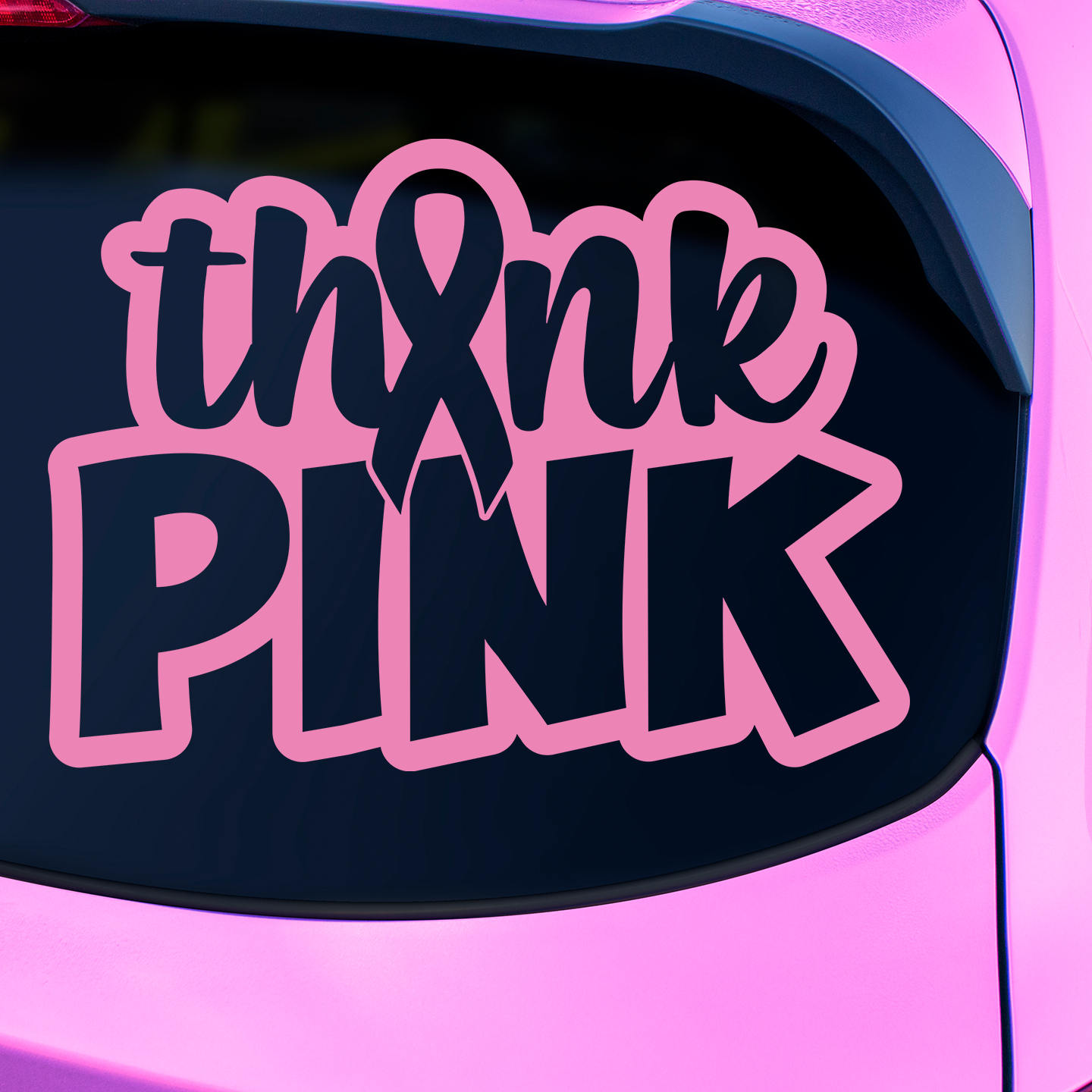 Cancer Ribbon Think Pink Sticker