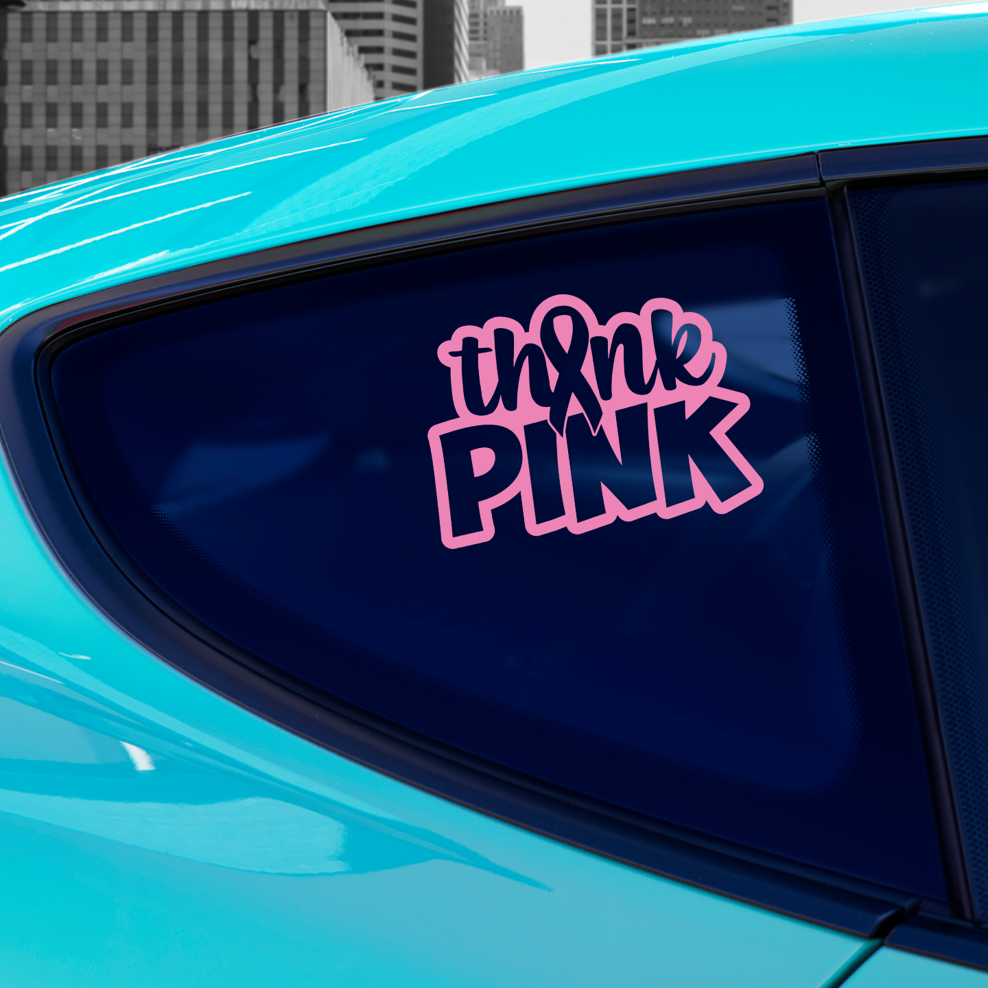 Cancer Ribbon Think Pink Sticker