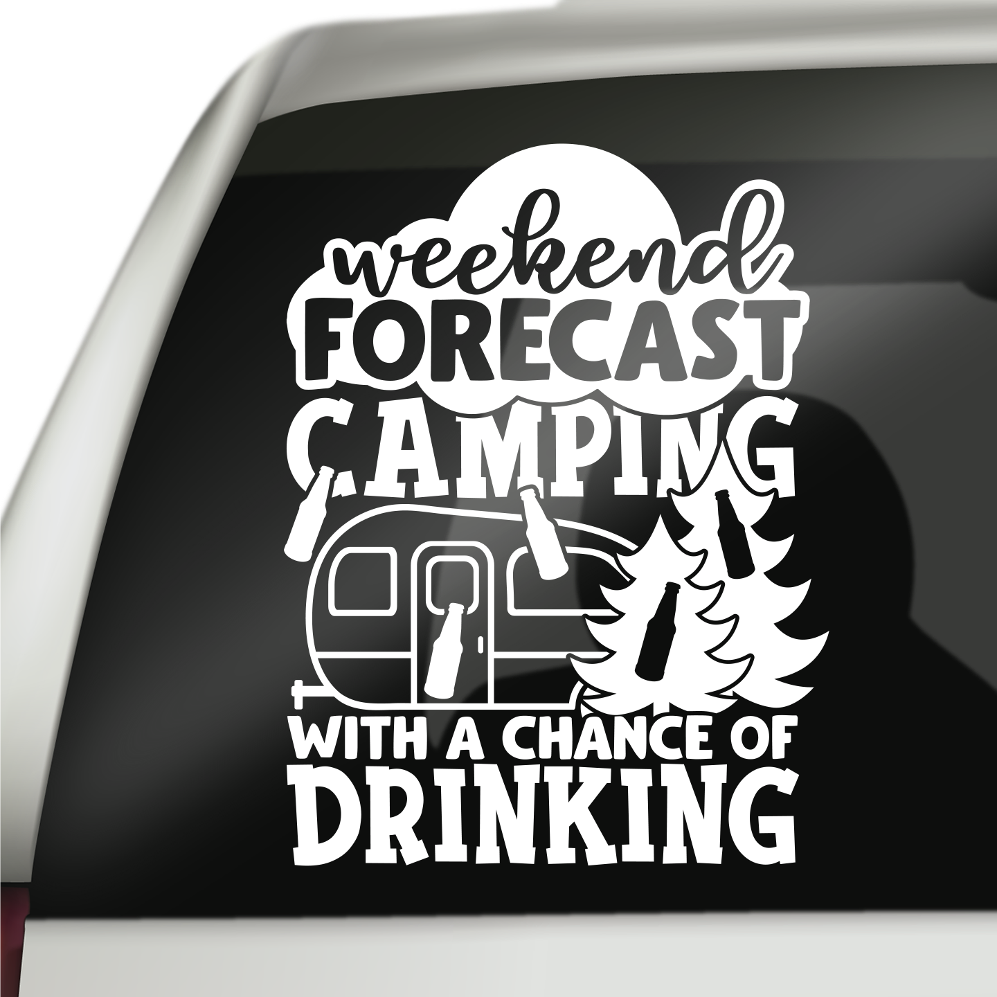 Forecast Camping With A Chance Of Drinking Sticker