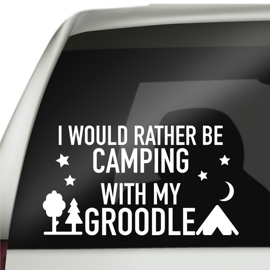 Camping With My Groodle Sticker