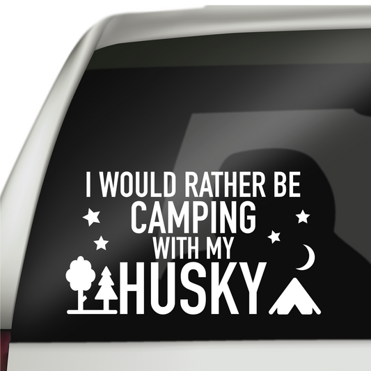 Camping With My Husky Sticker
