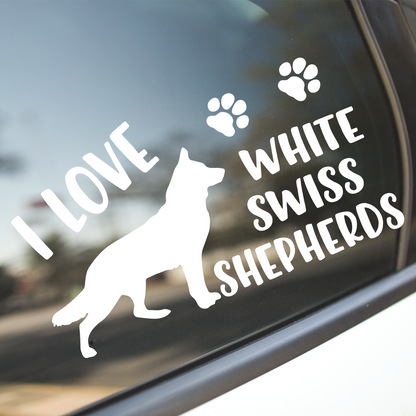 I Love White Swiss Shepherds Sticker