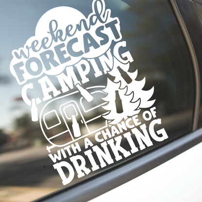 Forecast Camping With A Chance Of Drinking Sticker