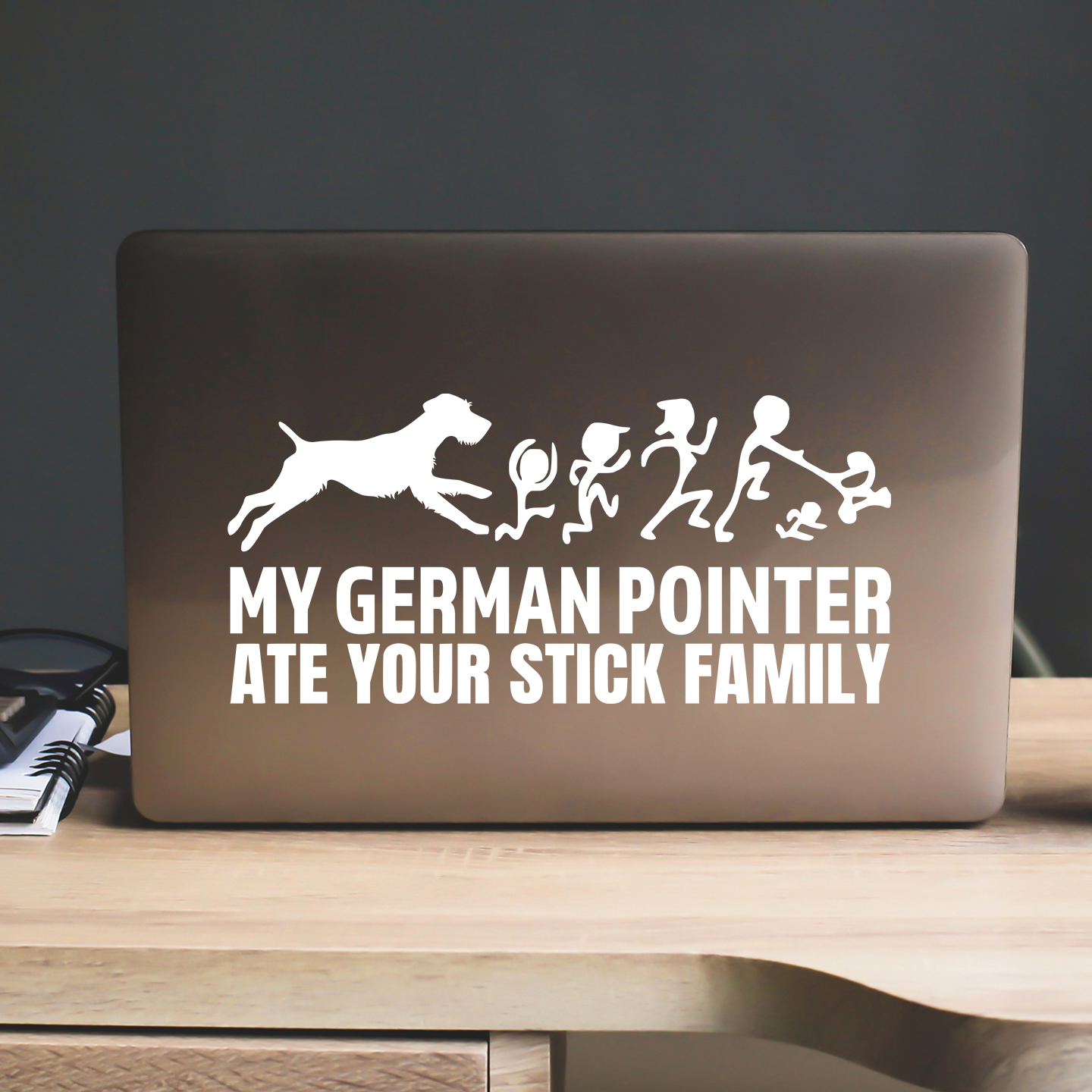 German Pointer Ate Your Stick Family Sticker