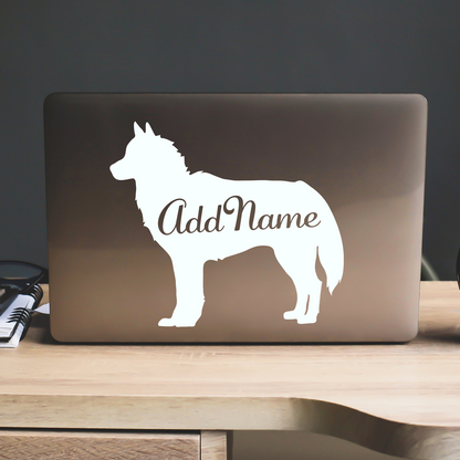 Siberian Husky Silhouette With Name Sticker