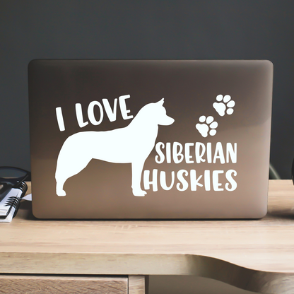 I Love Siberian Huskies Sticker