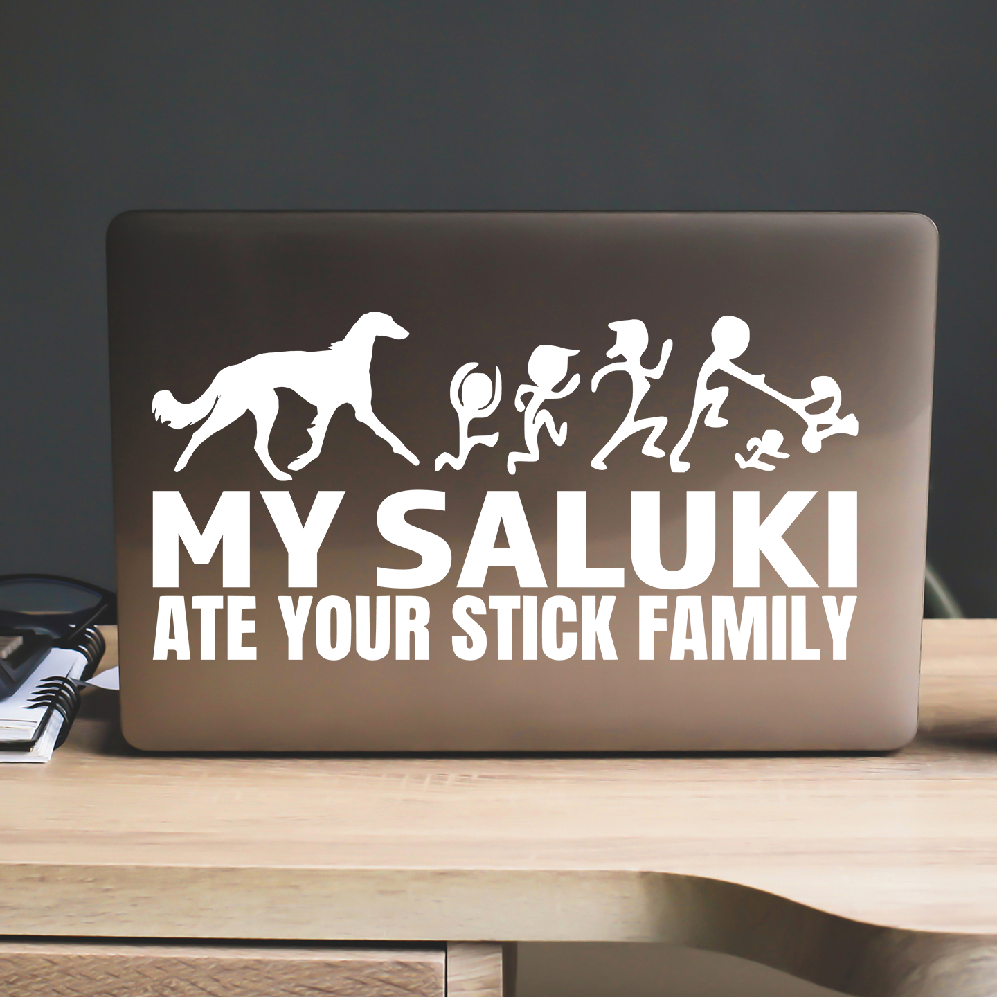 My Saluki Ate Your Stick Family Sticker