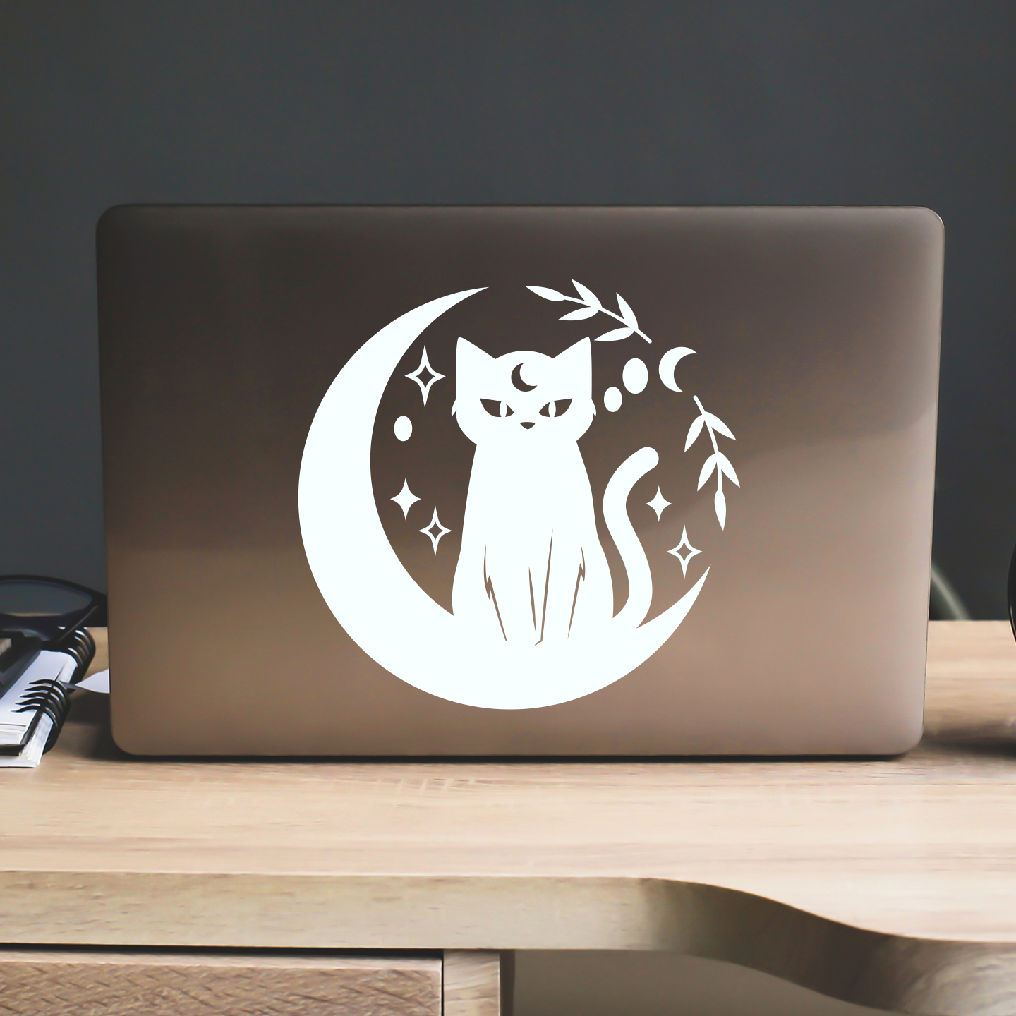 Witch Cat On Moon Sticker