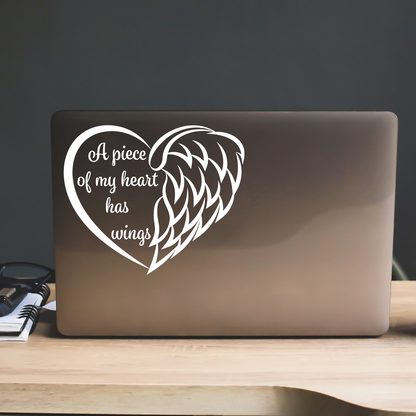 A Piece Of My Heart Has Wings Memorial Sticker