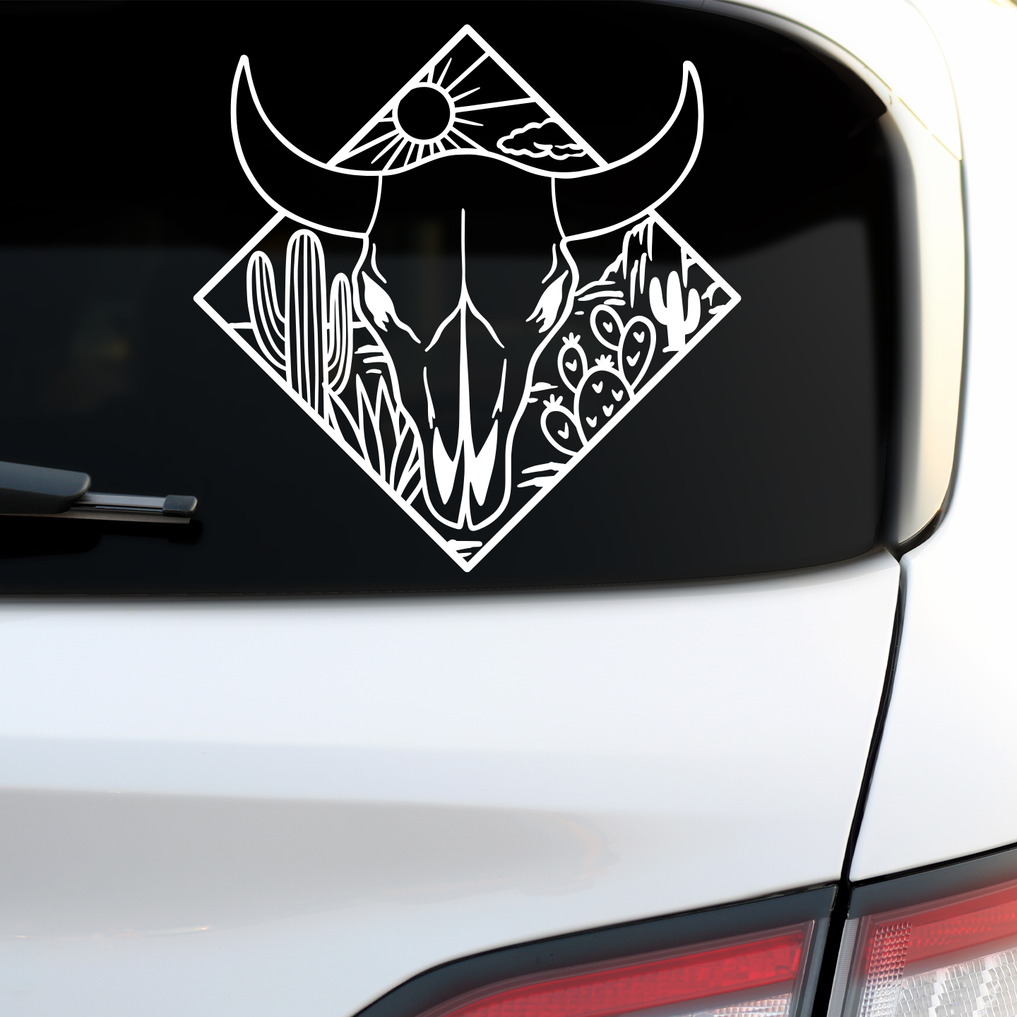 Longhorn Cactus Sunset Sticker