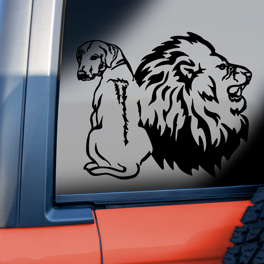Rhodesian Ridgeback and Lion Sticker