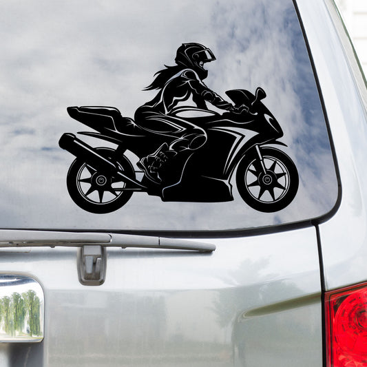 Girl Rider Motorcycle Sticker