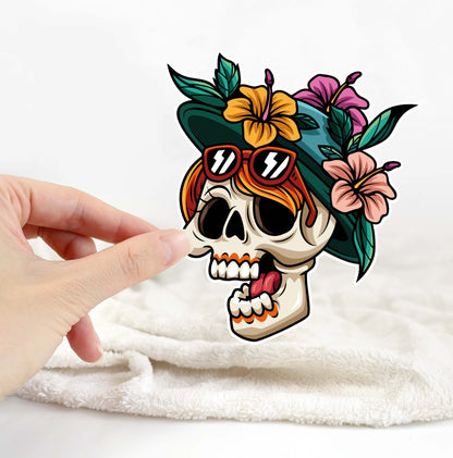 Skull Hibiscus Sticker