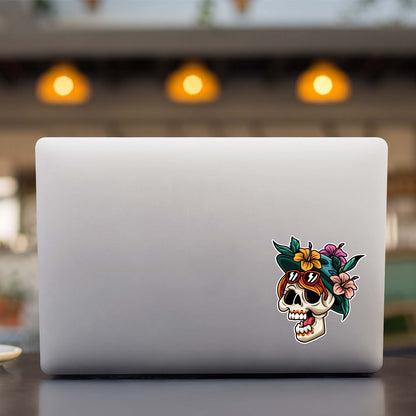 Skull Hibiscus Sticker