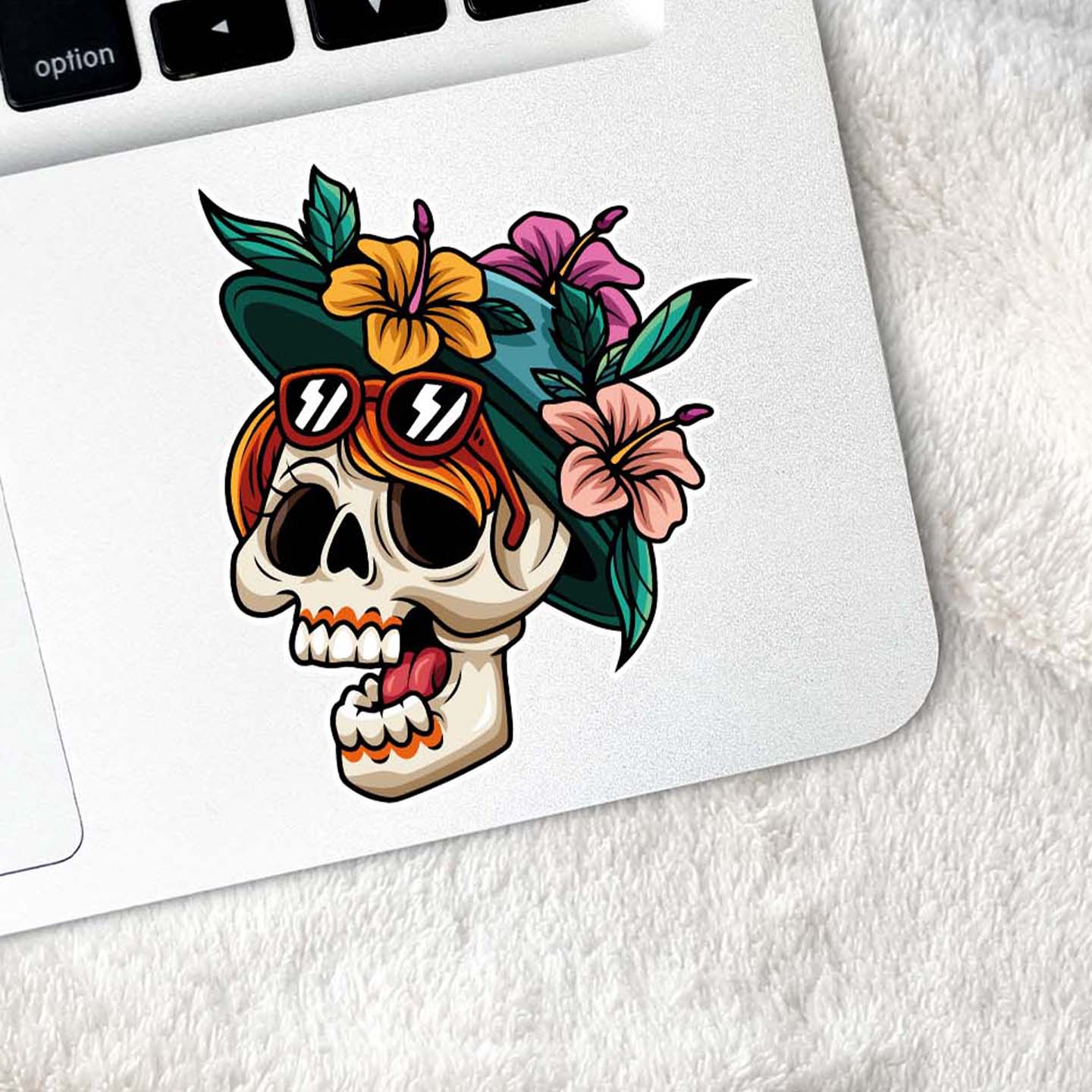 Skull Hibiscus Sticker