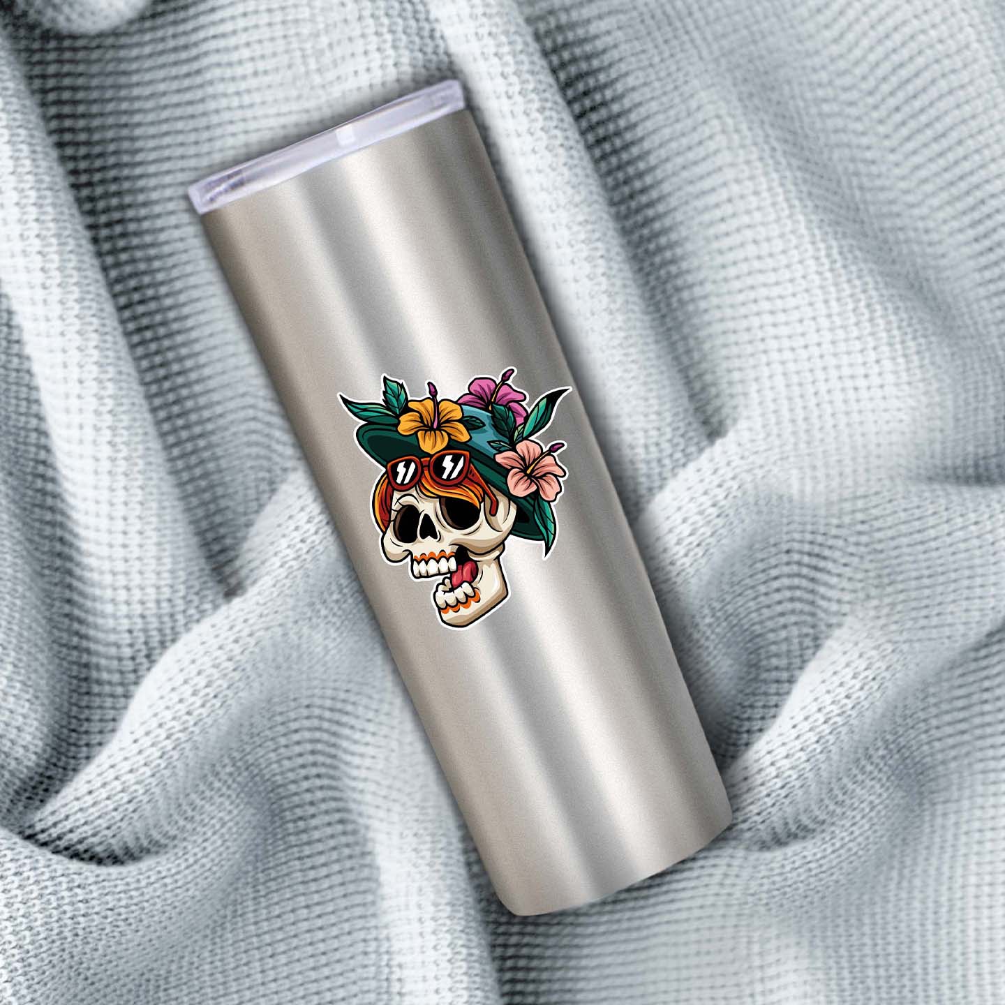 Skull Hibiscus Sticker