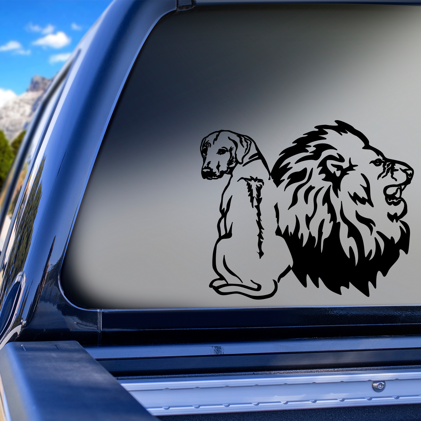 Rhodesian Ridgeback and Lion Sticker