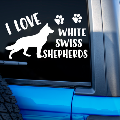 I Love White Swiss Shepherds Sticker