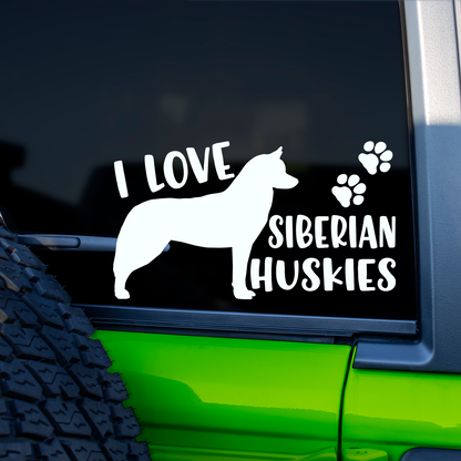 I Love Siberian Huskies Sticker