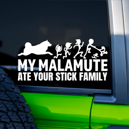 My Alaskan Malamute Ate Your Stick Family Sticker