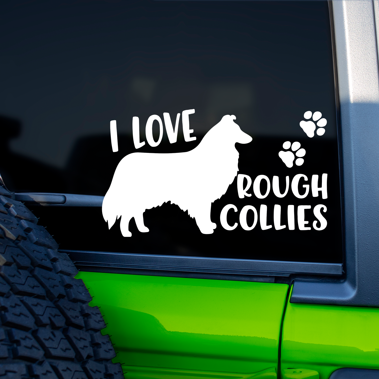 I Love Rough Collies Sticker