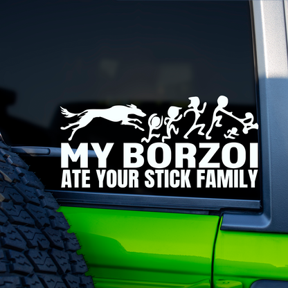 My Borzoi Ate Your Stick Family Sticker
