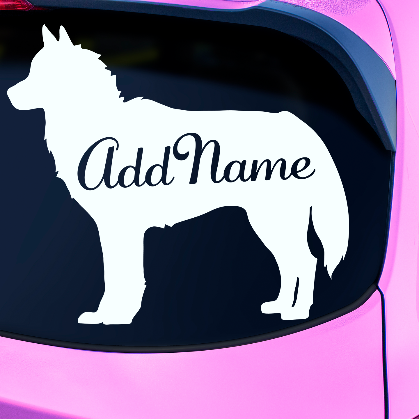 Siberian Husky Silhouette With Name Sticker