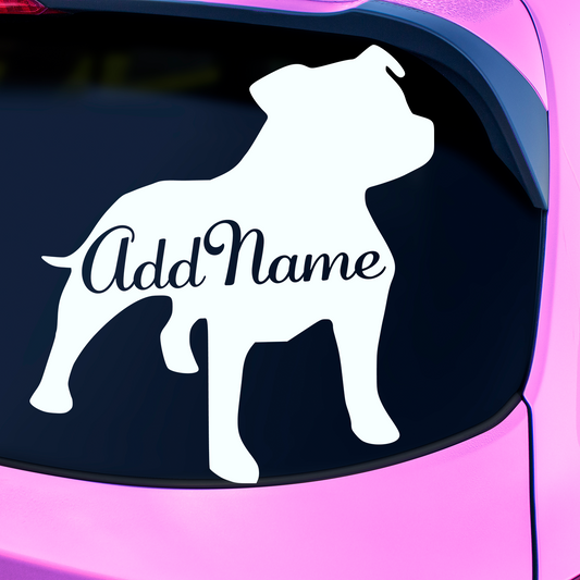 Staffordshire Bull Terrier Silhouette With Name Sticker