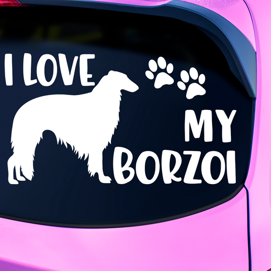 I Love My Borzoi Sticker