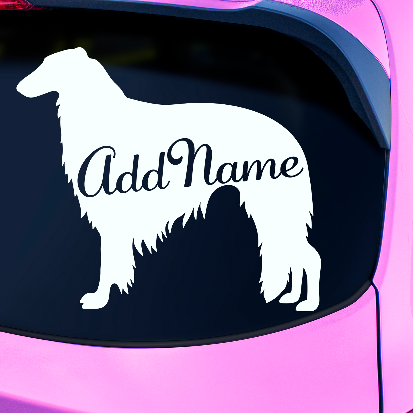 Borzoi Silhouette With Name Sticker