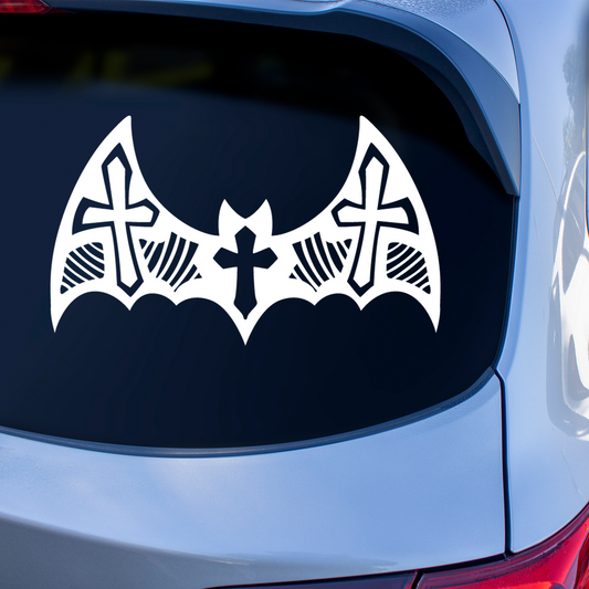 Bat Silhouette With Crosses Sticker