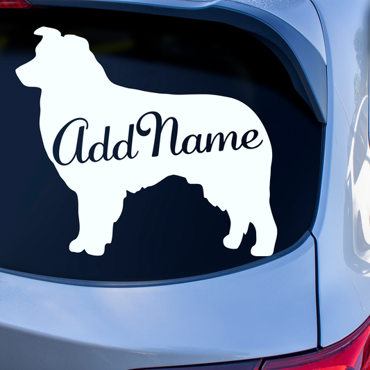 Australian Shepherd Silhouette With Name Sticker