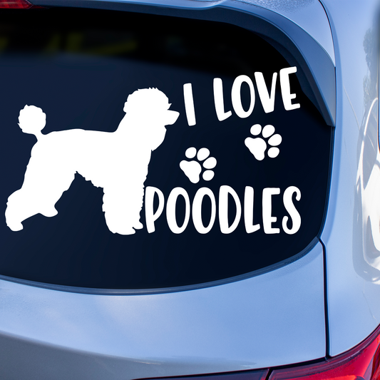 I Love Poodles Sticker