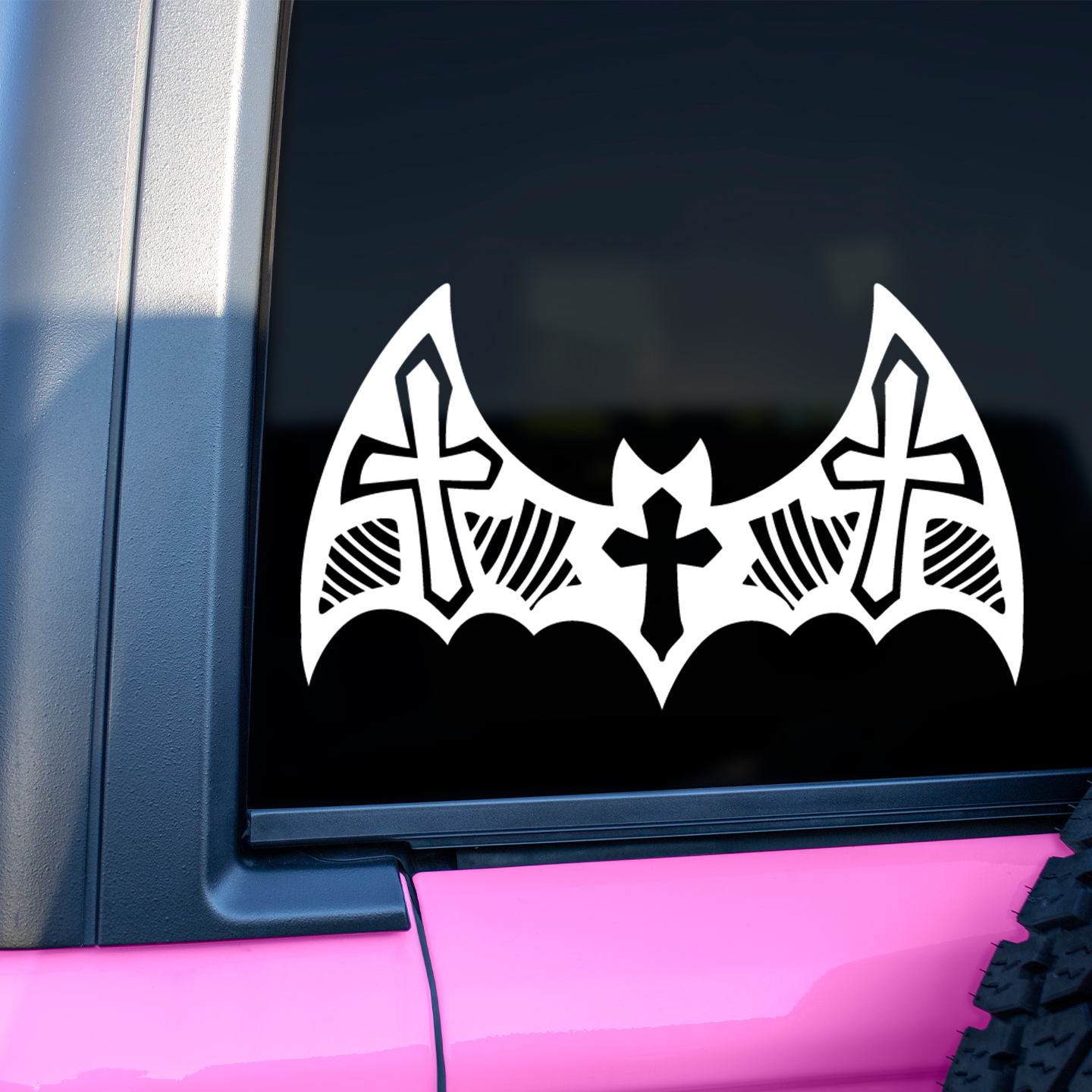 Bat Silhouette With Crosses Sticker