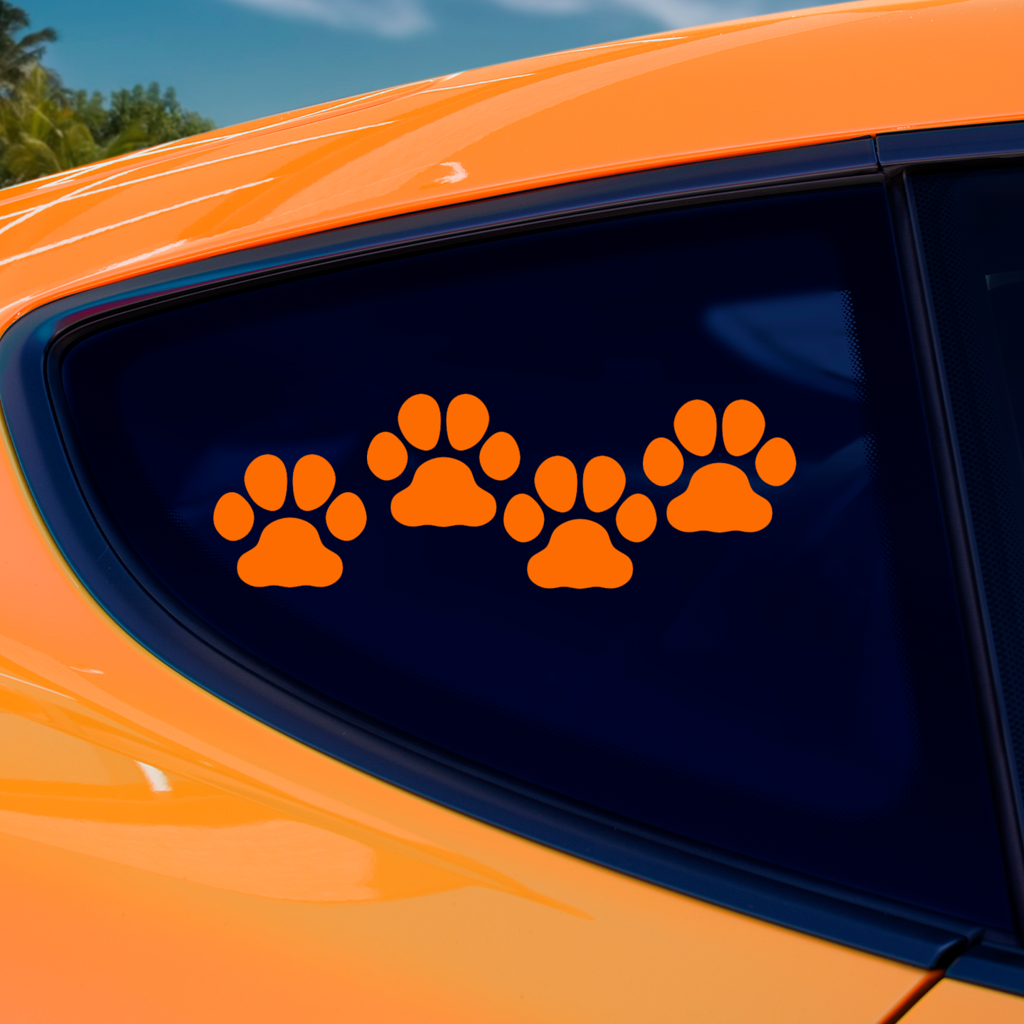 Orange Paw Print Stickers