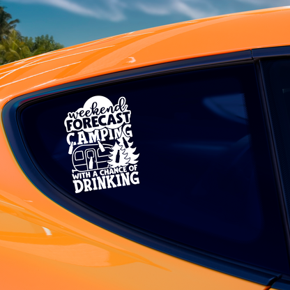 Forecast Camping With A Chance Of Drinking Sticker