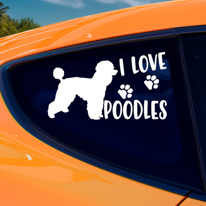 I Love Poodles Sticker