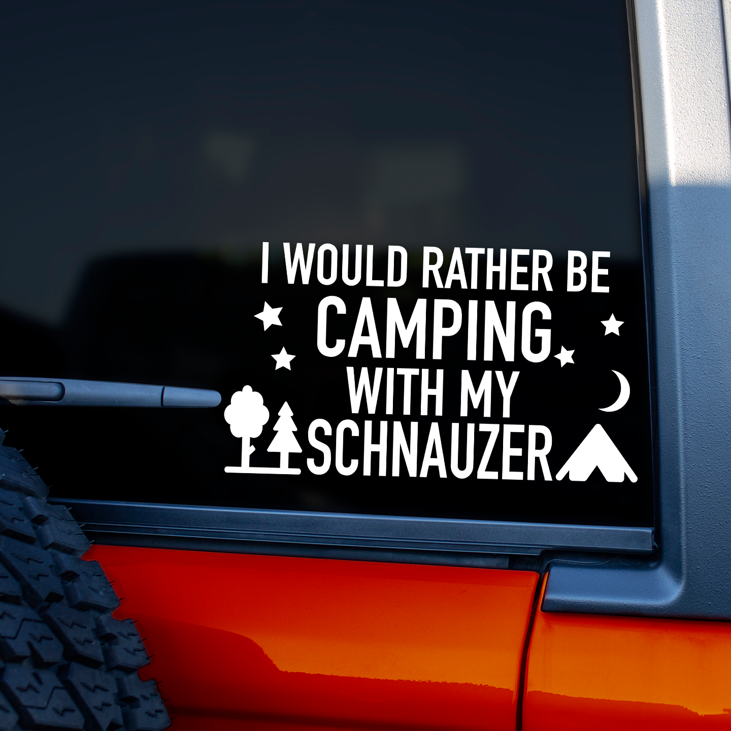I Would Rather Be Camping With My Schnauzer Sticker
