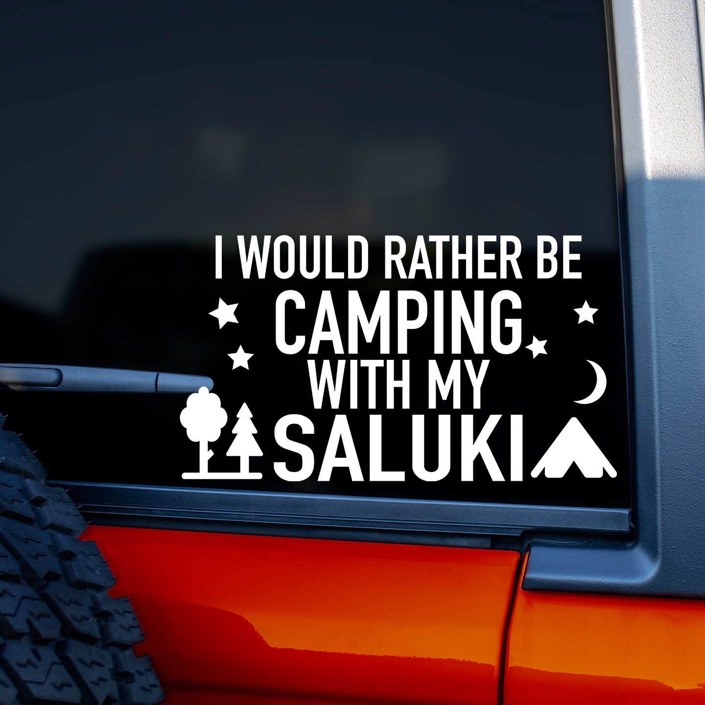 I Would Rather Be Camping With My Saluki Sticker