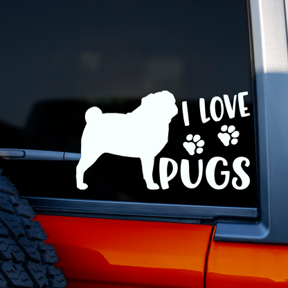 I Love Pugs Sticker